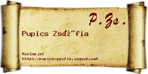 Pupics Zsófia névjegykártya